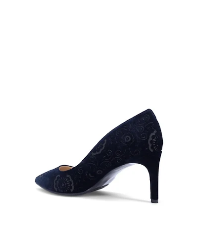 Ron White Velvet Laser Cut Lace Pattern Pump