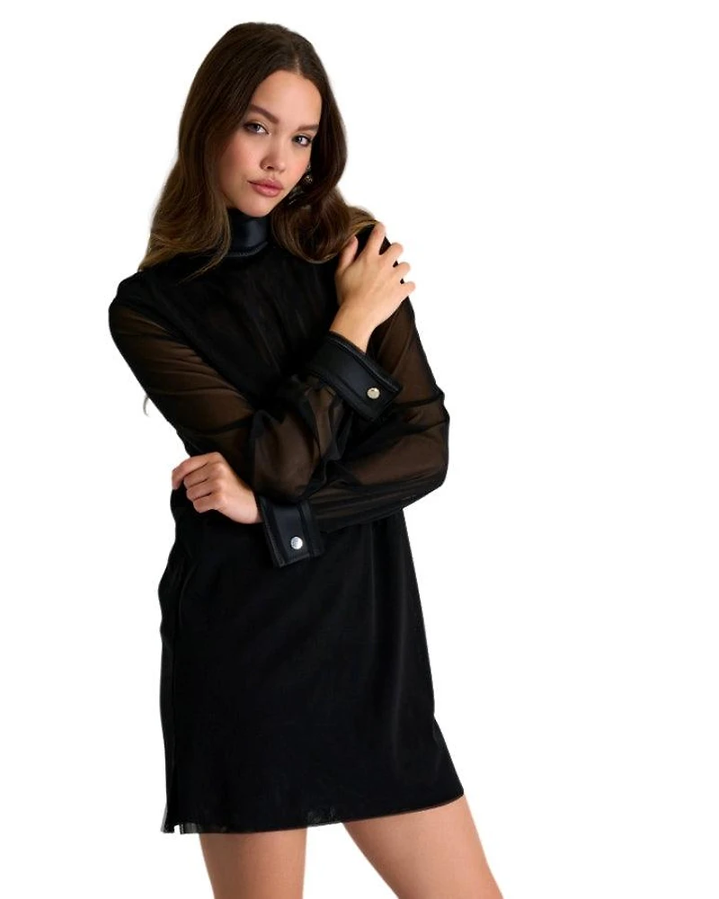 Shan Mesh Turtleneck Mini Dress