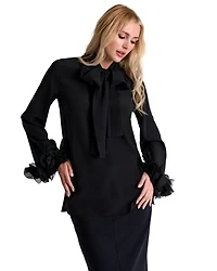 Shan Glamorous Silk Tunic Blouse With Bow