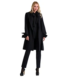 Shan Sofia Long Wrap Coat With Tie Belt
