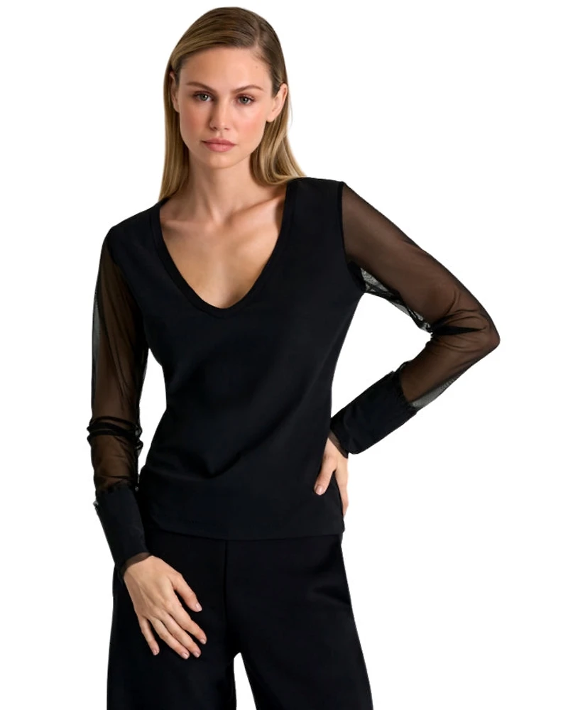 Shan Elizabeth Elegant Lycra V-Neck Top