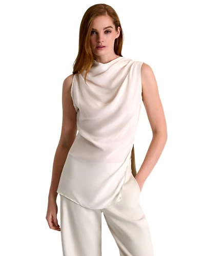 Shan Sofia Draped Boat Neck Sleeveless Blouse