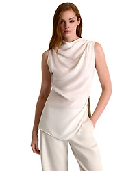 Shan Sofia Draped Boat Neck Sleeveless Blouse