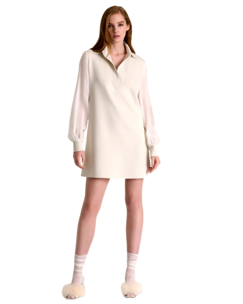 Shan Sofia Sheer Sleeve Jersey Polo Dress