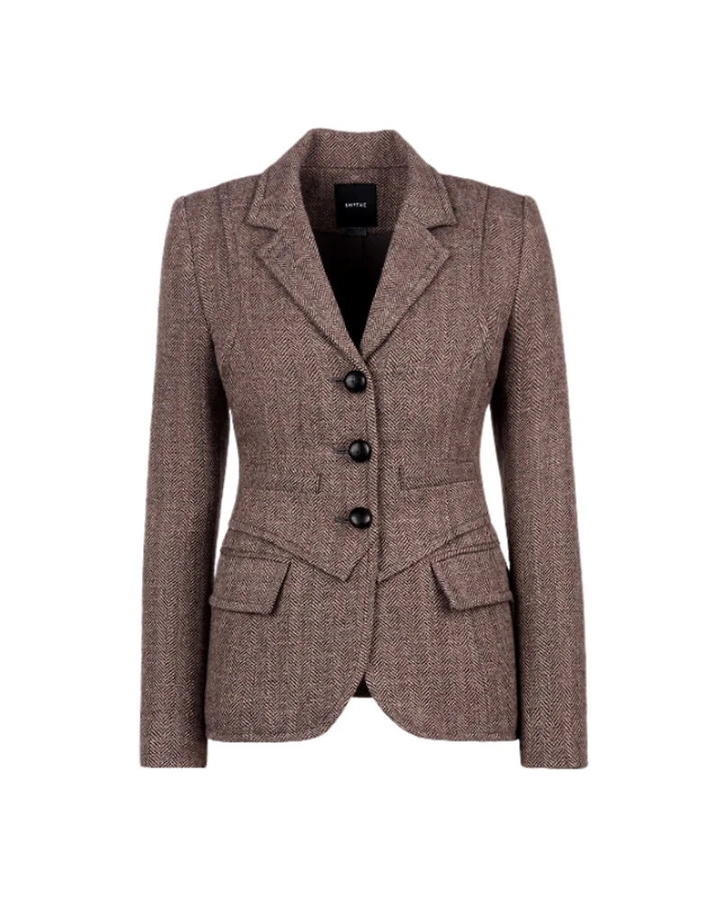 Smythe Three Button Herringbone Print Blazer