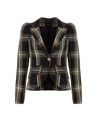 Smythe Pouf Sleeve Evergreen Plaid Blazer