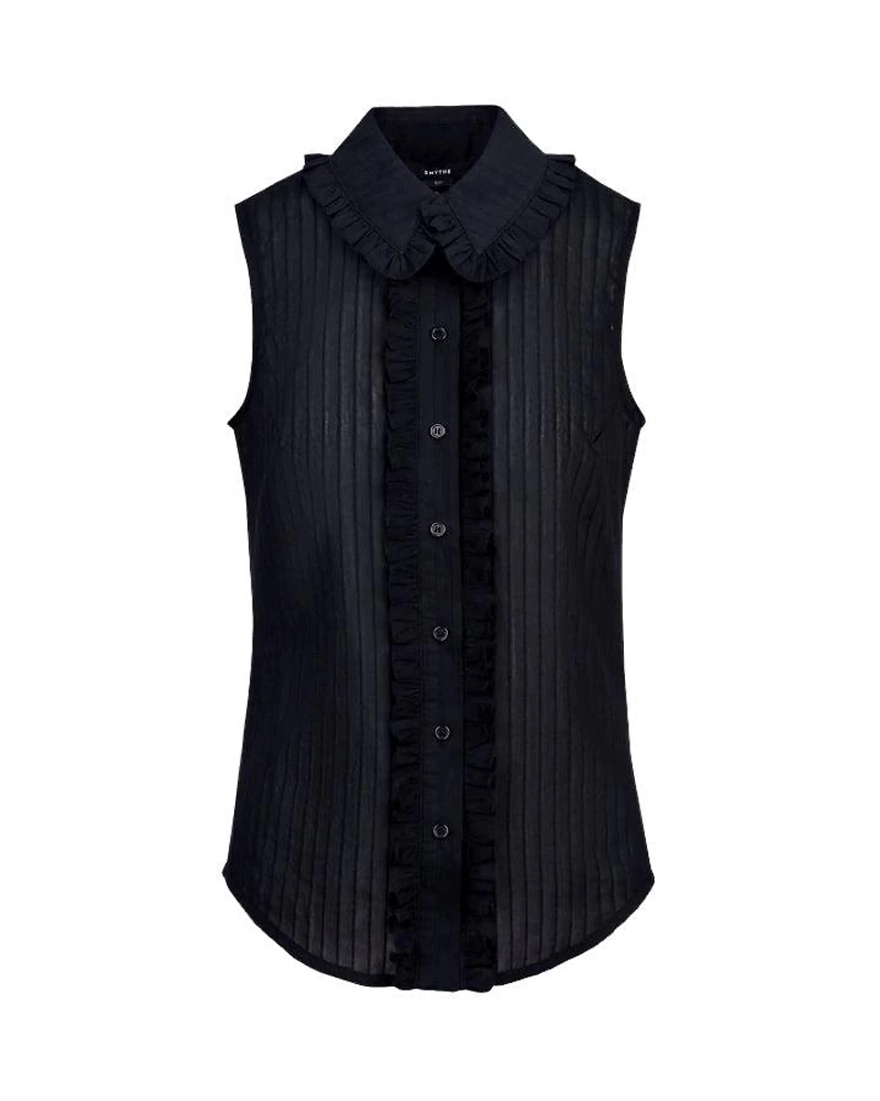 Smythe Sleeveless Ruffle Trim Shirt