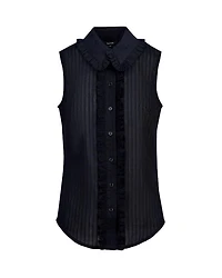 Smythe Sleeveless Ruffle Trim Shirt