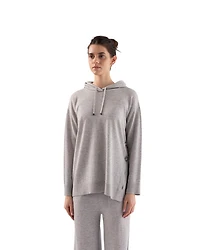 Tonet Hooded Knit Pullover With Button Side