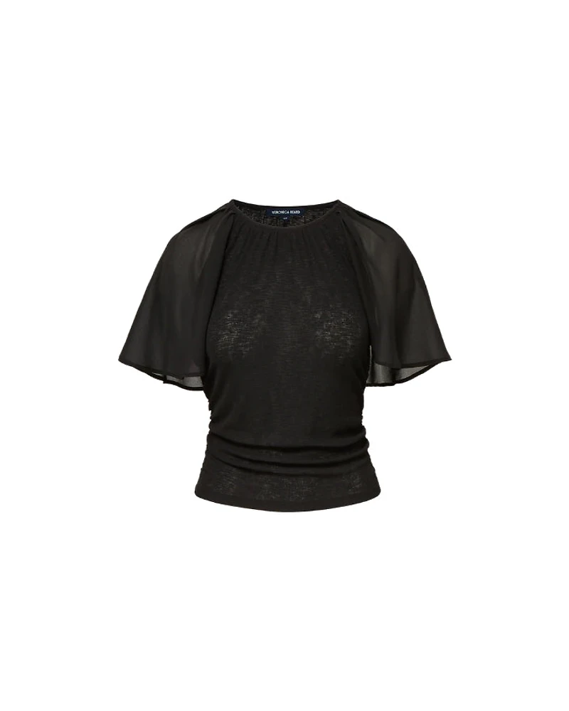 Veronica Beard Arisa Chiffon-Sleeve T-Shirt