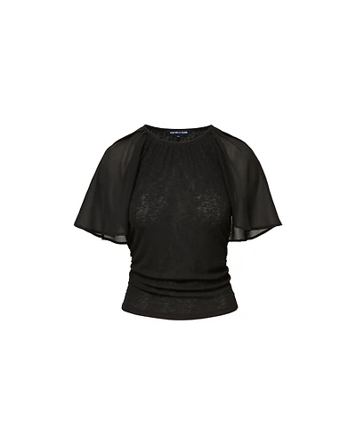 Veronica Beard Arisa Chiffon-Sleeve T-Shirt