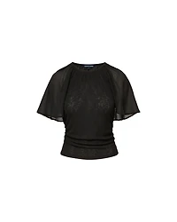 Veronica Beard Arisa Chiffon-Sleeve T-Shirt