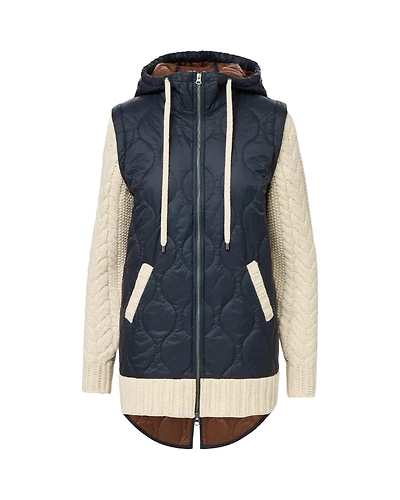 Veronica Beard Barrows Knit Sleeve Quilted Jacket