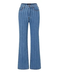 Veronica Beard Crosbie Wide Leg Striped Jeans