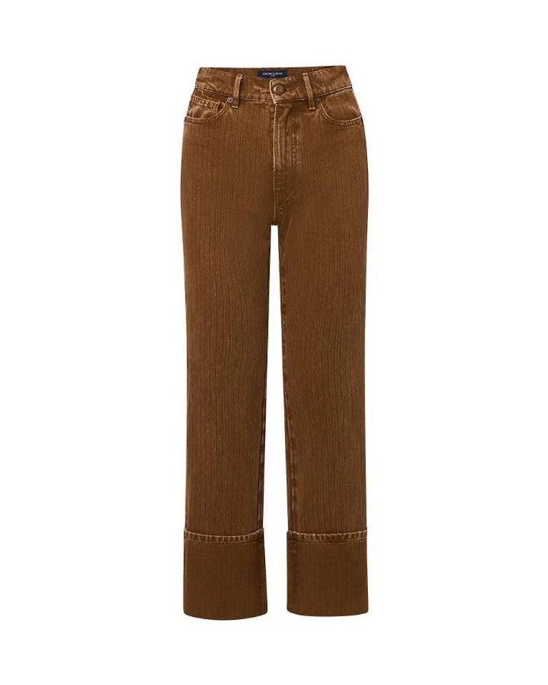 Veronica Beard Cuffed Straight Leg Jeans Deep Ochre