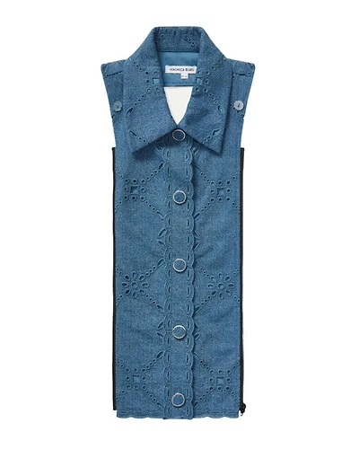 Veronica Beard Gretel Denim Eyelet Dickey