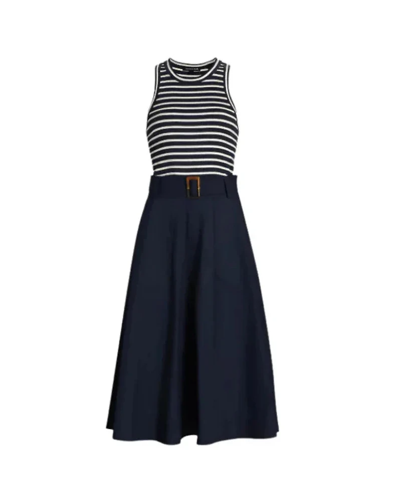 Veronica Beard Jordyn Mixed Media Midi Dress