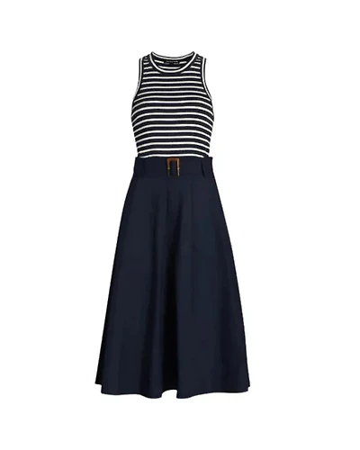 Veronica Beard Jordyn Mixed Media Midi Dress