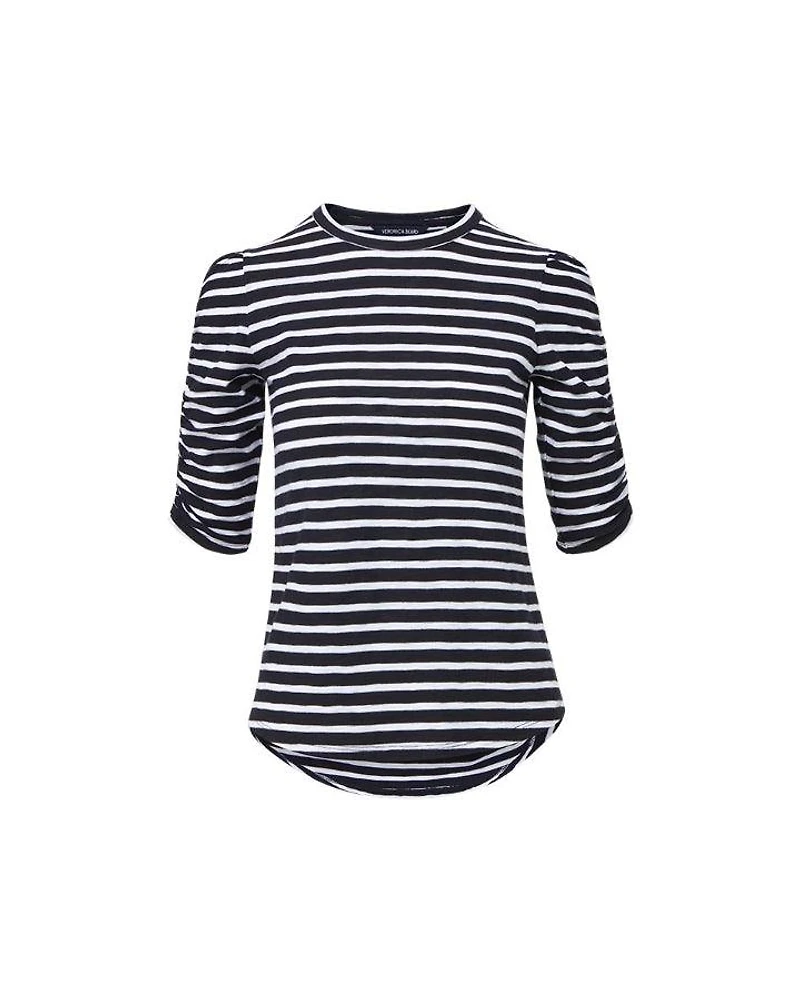 Waldorf Striped Ruched Sleeve Tee