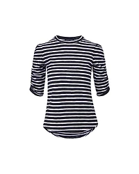 Waldorf Striped Ruched Sleeve Tee