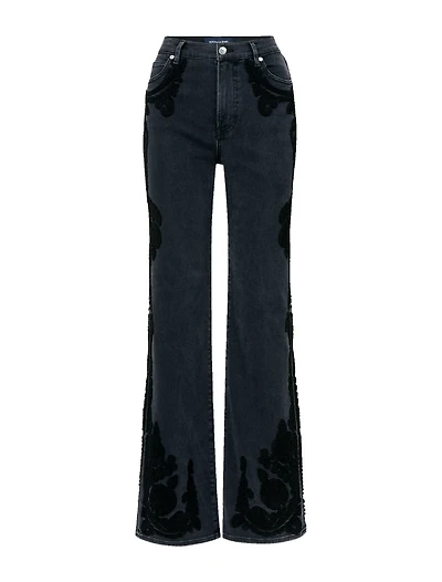 Veronica Beard Crosbie High Rise Wide Leg Detail Jeans