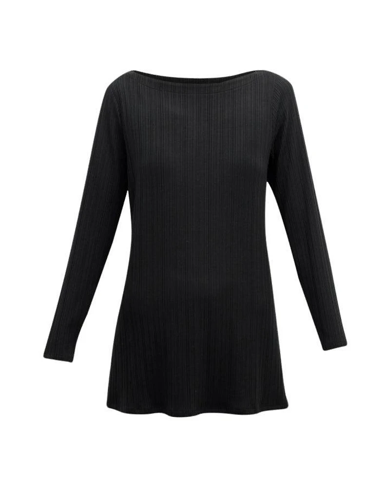 Eileen Fisher Bateau Neck Long Sleeve Ribbed Tunic