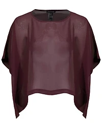 Eileen Fisher Sheer Silk Georgette Bateau Neck Cropped Top