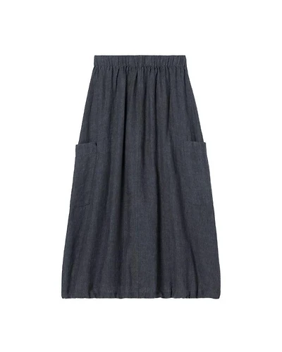 Eileen Fisher Washed Organic Linen Délavé Cargo Skirt