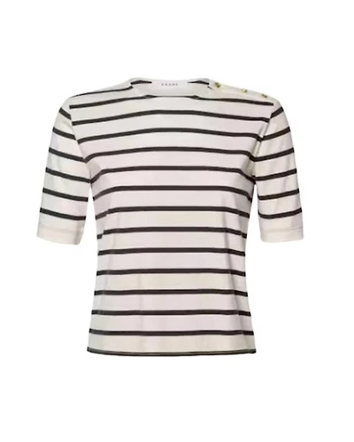 Frame Button Detail Stripe Tee