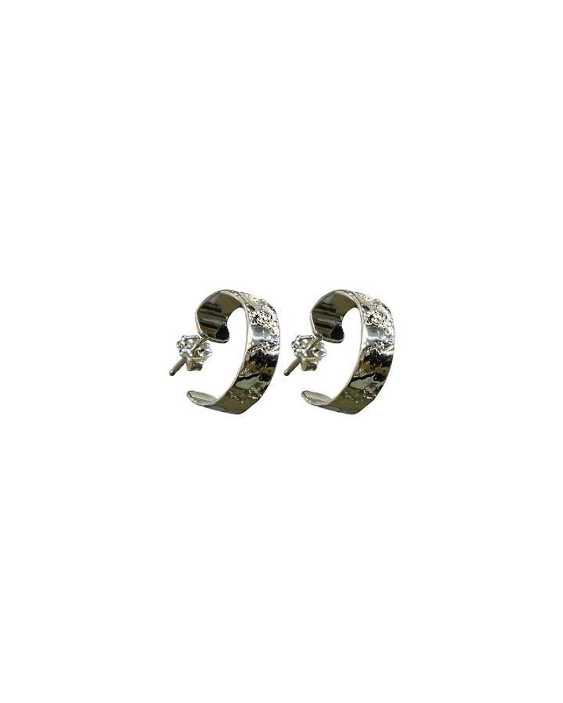 Karyn Chopik Silver Textured Grecian Hoop Earrings