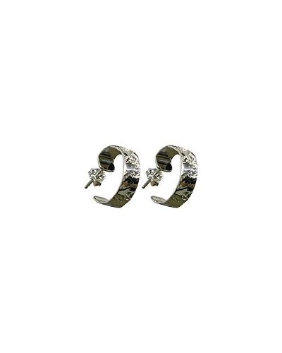 Karyn Chopik Silver Textured Grecian Hoop Earrings