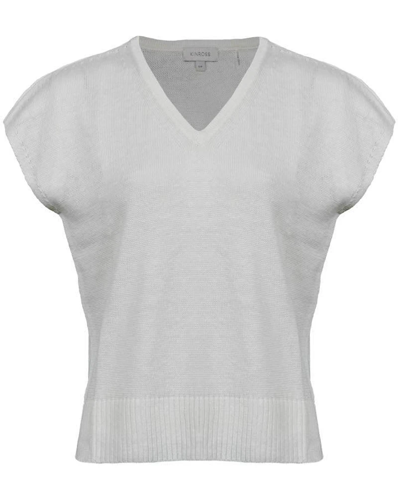 Kinross Cashmere Linen Cap Sleeve