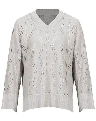 Kinross Cashmere Openwork Vee Neck Pullover