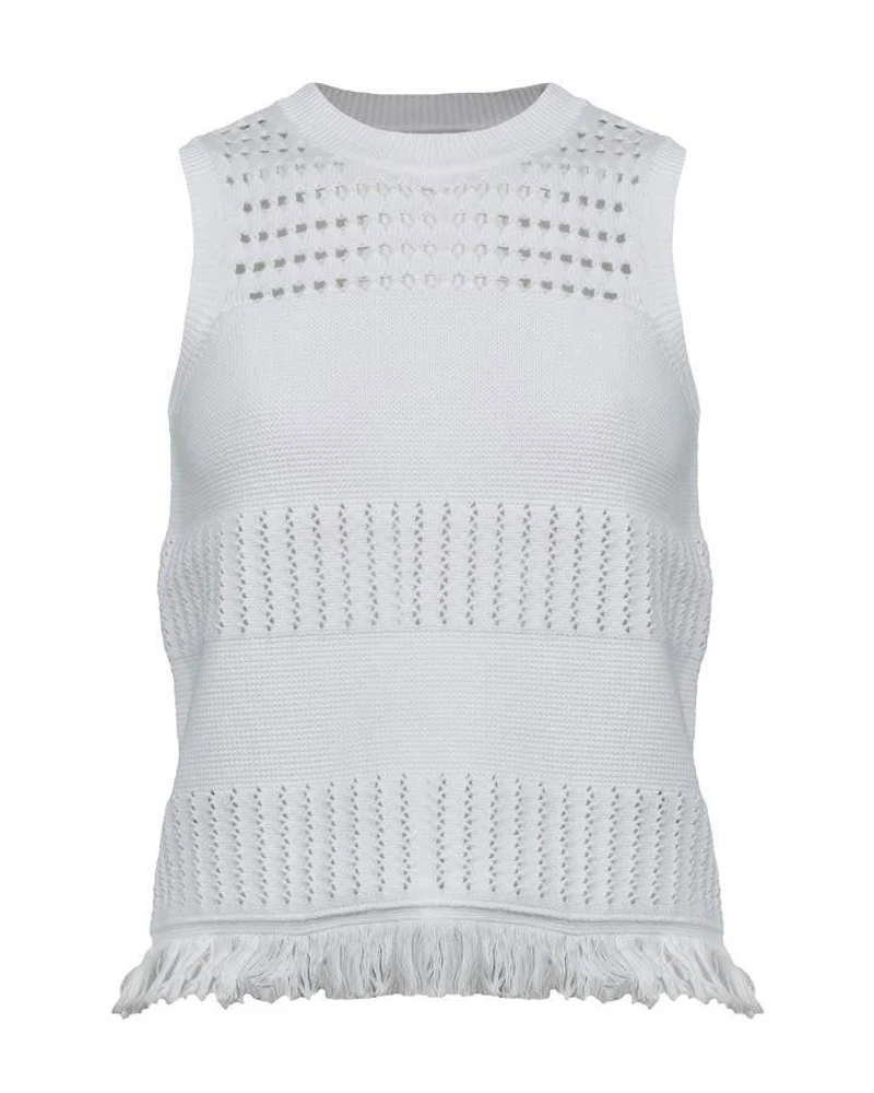 Kinross Cashmere Textured Fringe Tank Top