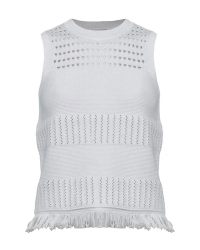 Kinross Cashmere Textured Fringe Tank Top