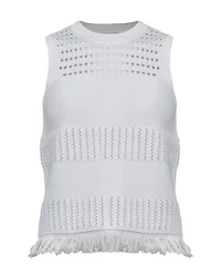 Kinross Cashmere Textured Fringe Tank Top