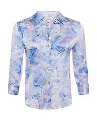 L'Agence Dani 3/4 Sleeve Denim Print Blouse