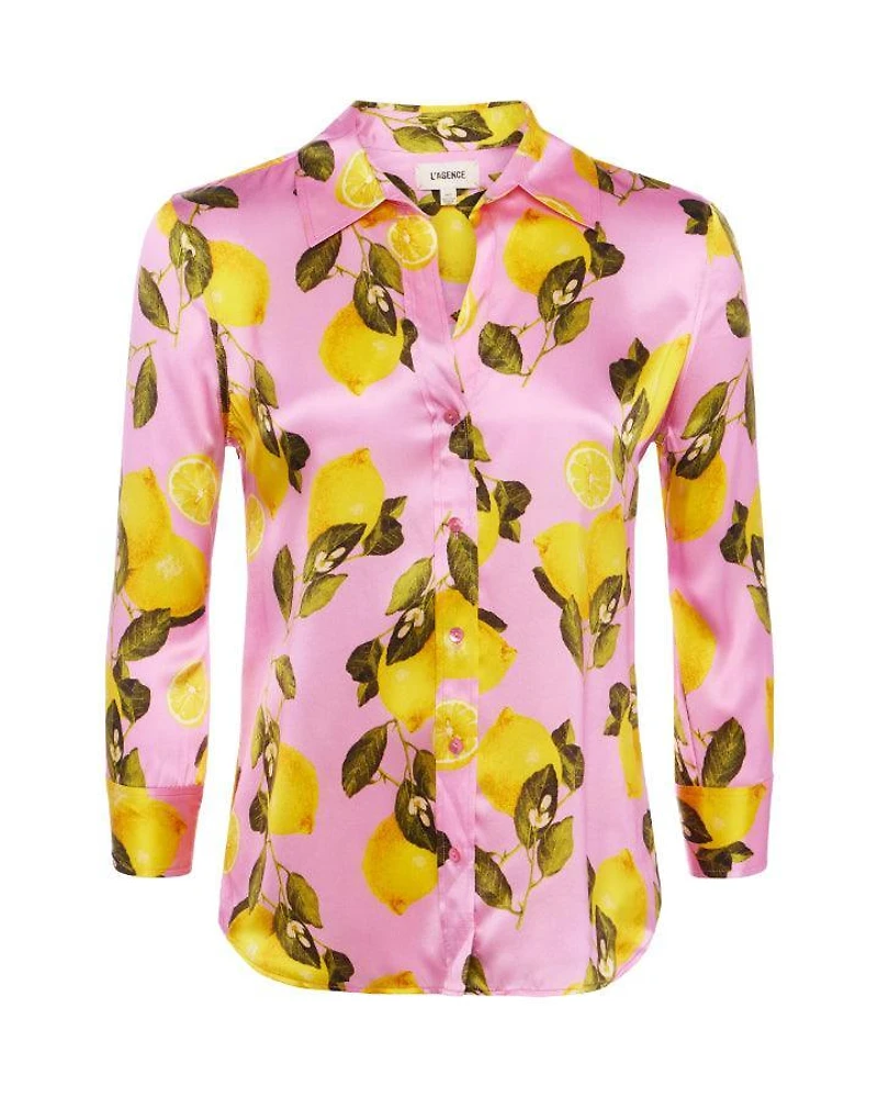 L'Agence Dani 3/4 Sleeve Lemon Print Blouse