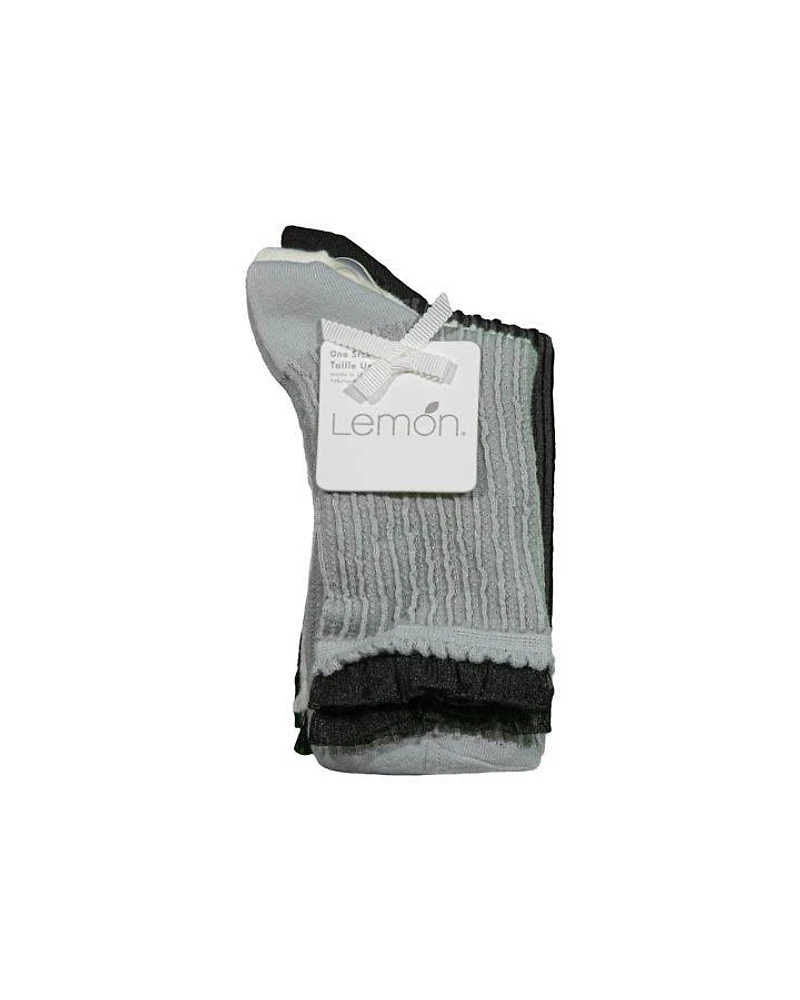 Lemon Night Lace Cropped Crew 3 PK Socks