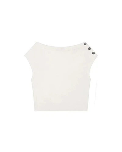 Luisa Cerano Sleeveless One Shoulder Button Pullover