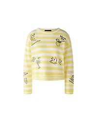 Oui Stripe Embroidered Sweater