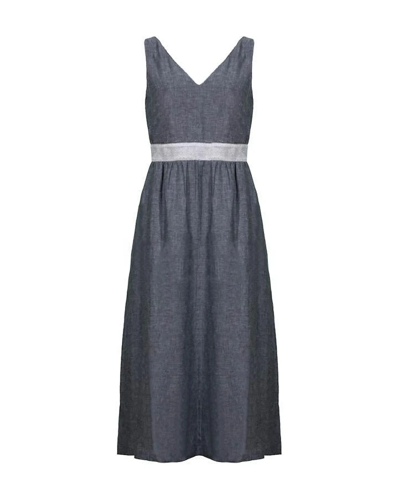 Purotatto Linen Sleeveless Dress With Sparkle Waistband
