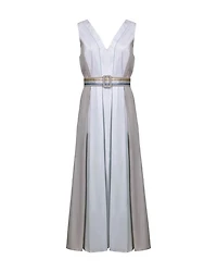 Purotatto Sleeveless A-Line Dress With Contrast Belt
