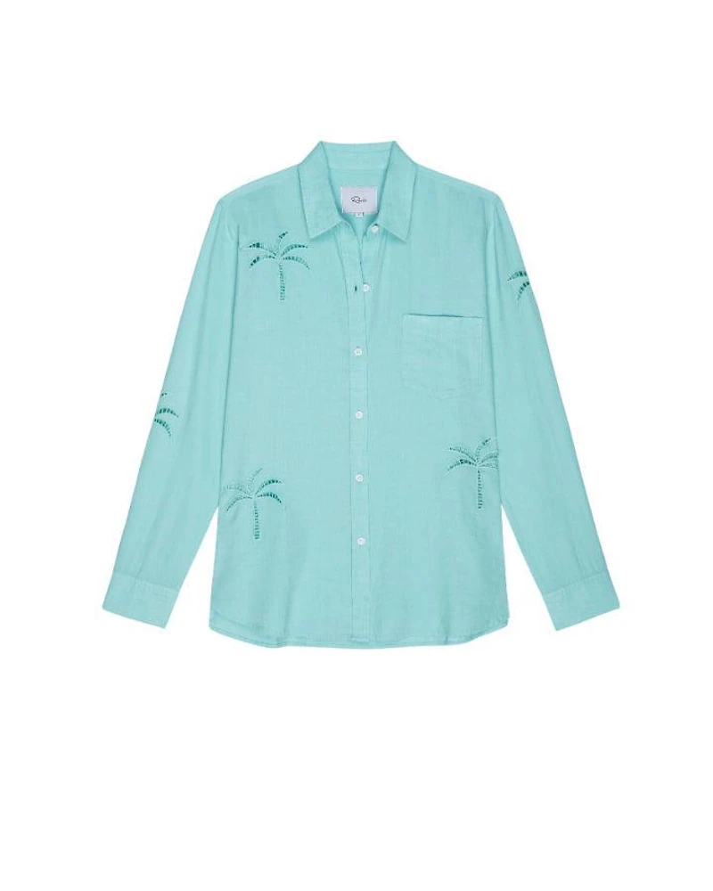 Rails Charli Aqua Palm Tree Eyelet Shirt