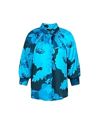 Smythe Cobalt Floral Gathered Blouse