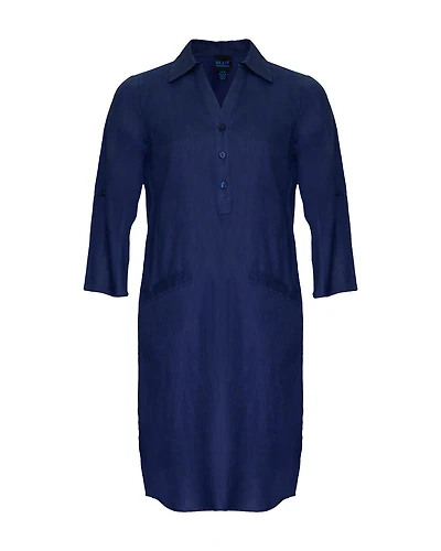 Linen Shirt Dress Blue