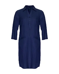 Linen Shirt Dress Blue