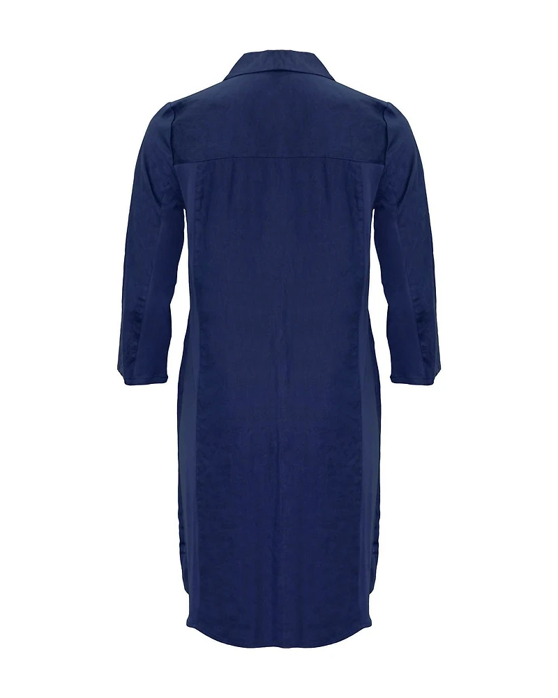 Linen Shirt Dress Blue