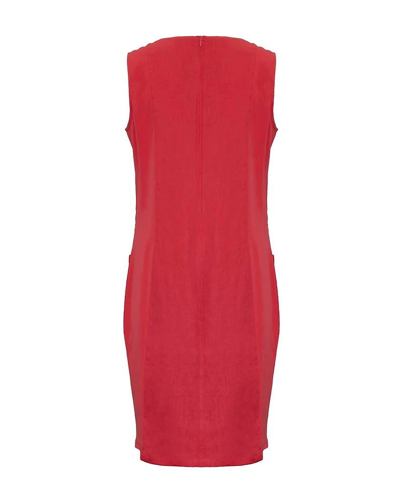 Linen Sleeveless Dress True Red