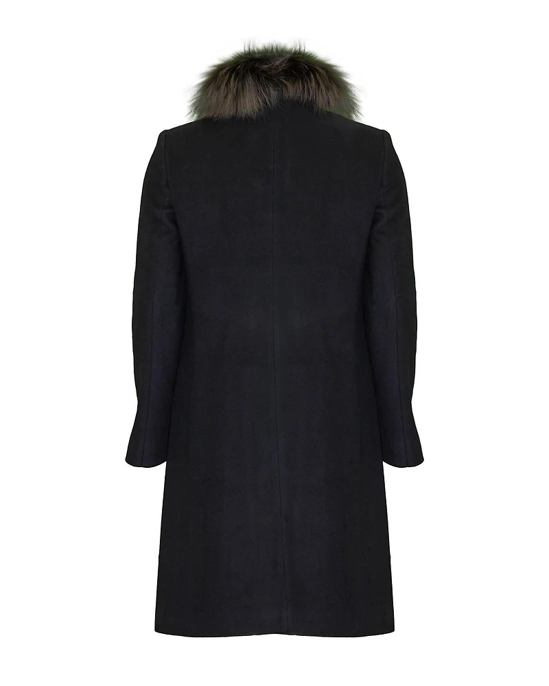 Virgin Wool High Collar Coat Black